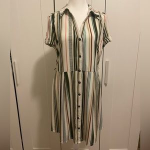 Derek Heart Retro Stripe Collared Dress